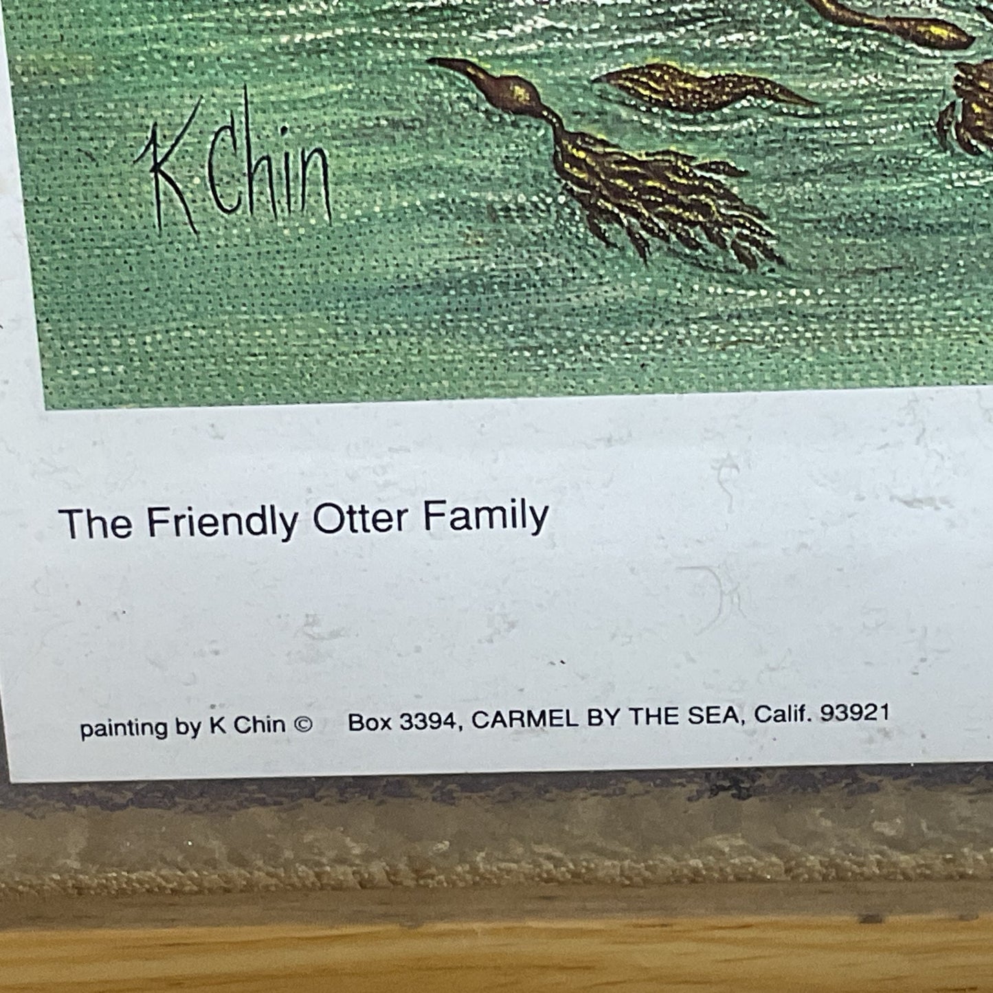 Set of 2 Signed K CHIN "The Friendly Otters" "The Friendly Otter Family" Prints