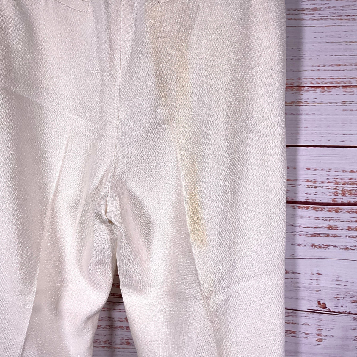 Tove Ecru White Knit Pleated Trousers Pants - Size 42 As-Is Stained