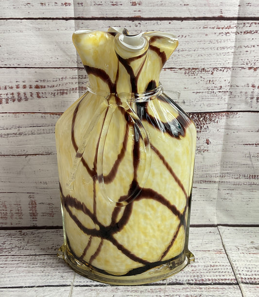 Vintage MCM Bow Tied Murano Glass 10" Vase Cream