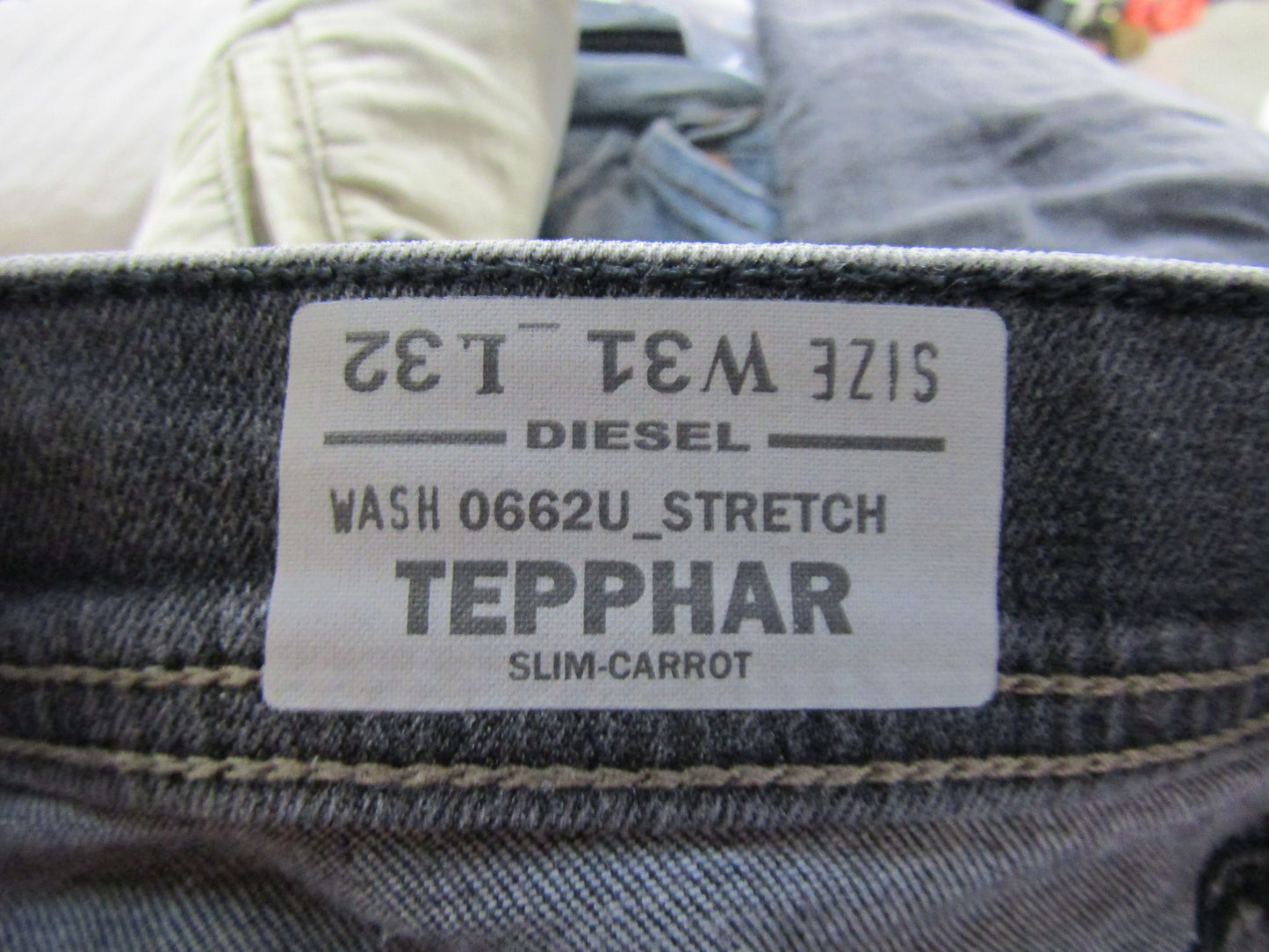 Diesel Tepphar Slim Carrot Men's Gray Slim Fit Jeans Size 31 x 32