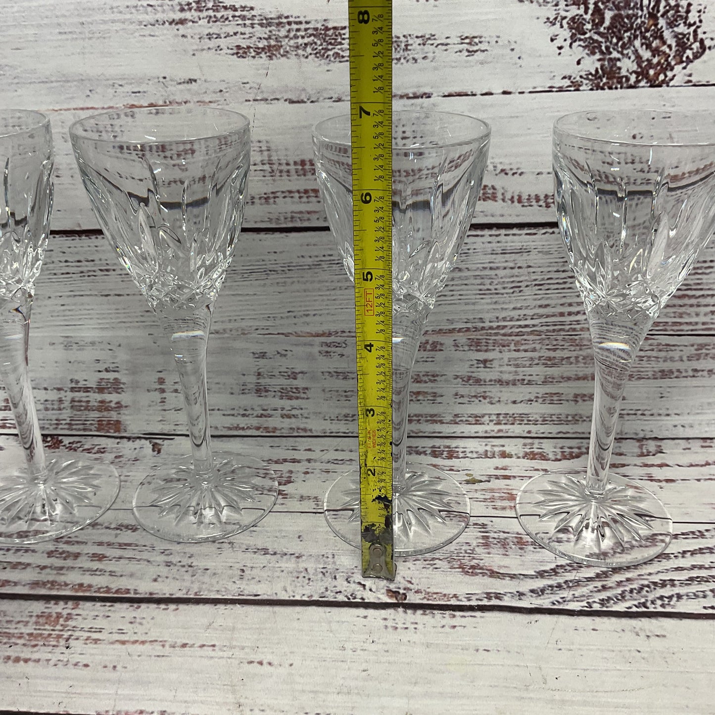Waterford Lismore Clear Crystal 4 Pc Cordial Glasses 6.5"