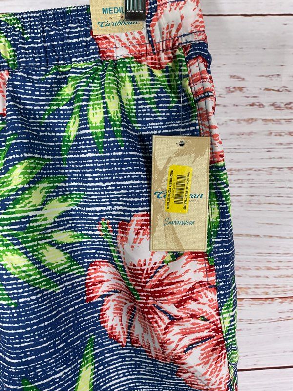 NWT Caribbean Roundtree & Yorke Men's Swimwear Tropical Pattern Swim Trunks M