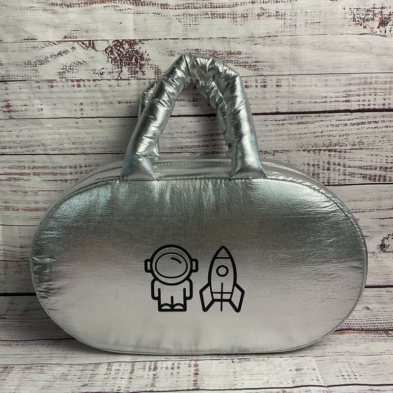 Spoiled Child Jeremy Scott Chrome Spaceship Top Handle Travel Bag Purse