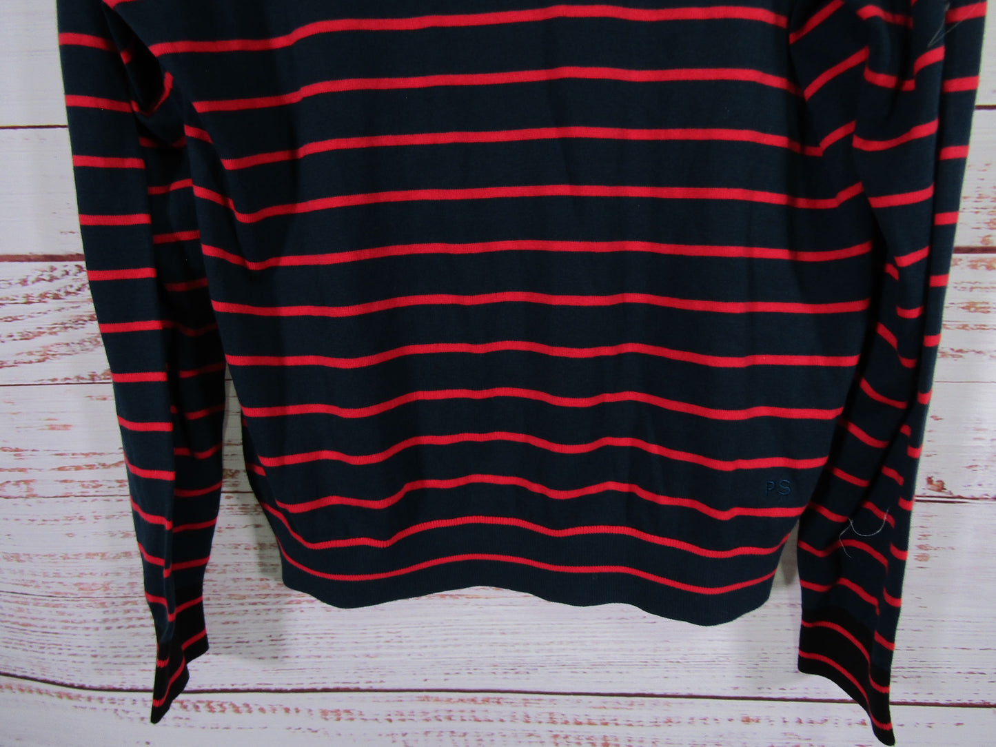 Paul Smith Men's Blueish Green Red Stripe Pullover Crew Neck Sweater Size L