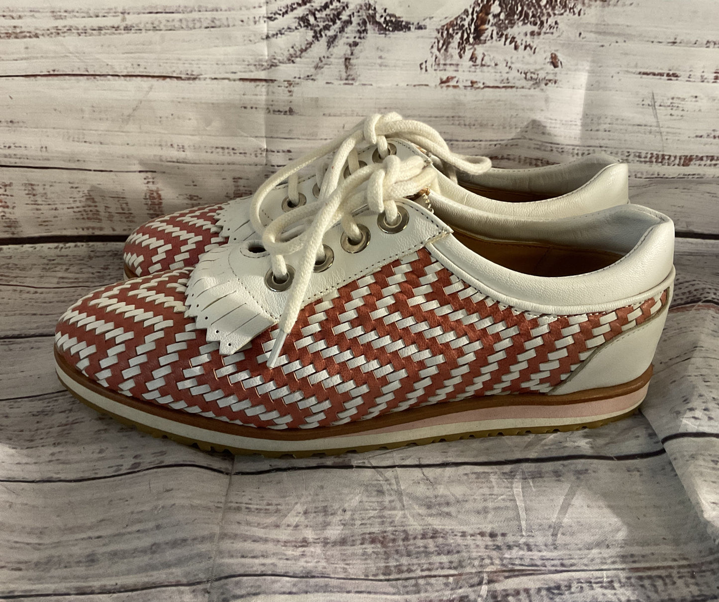 AeroGreen Woven Leather Golf Sneakers Multicolor 7.5