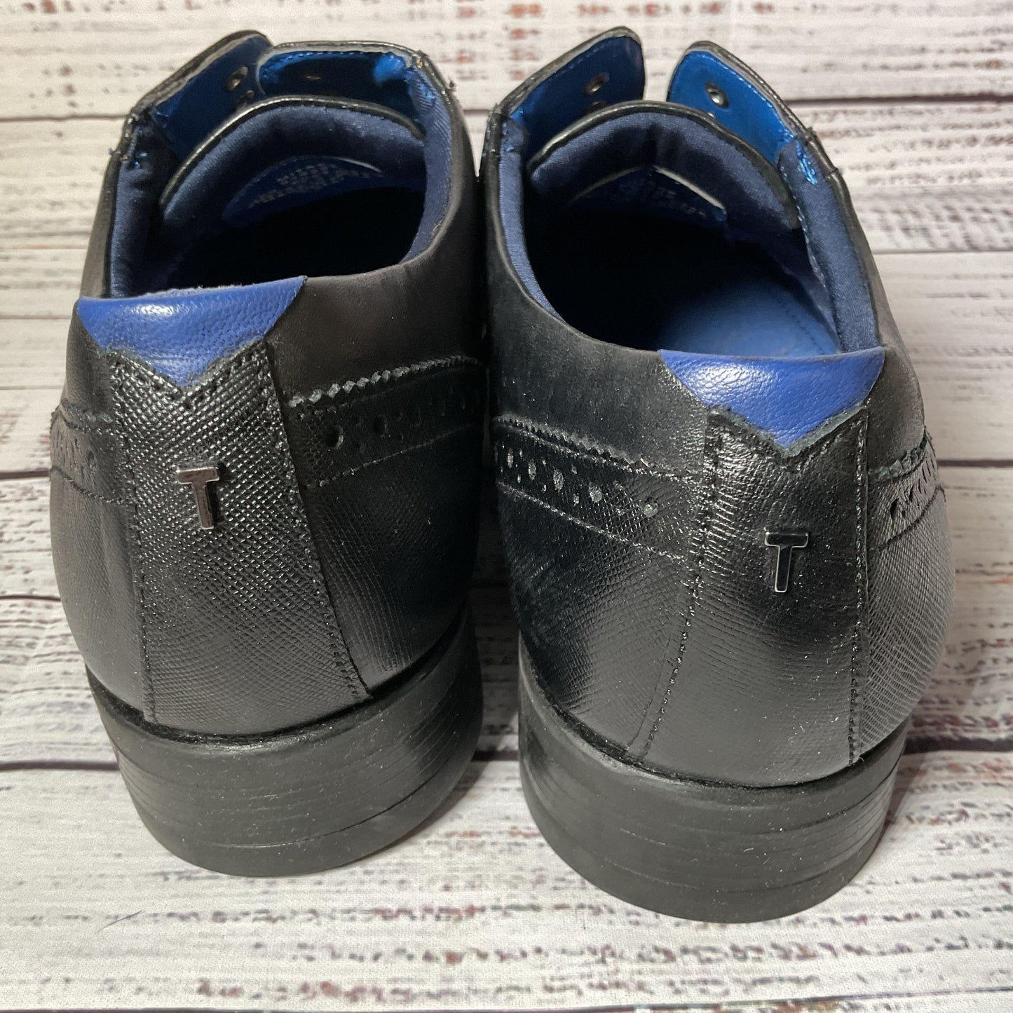 NWD TED BAKER Men's Black Derby Dress Shoes- SZ 10 (MISSING SHOES LACES)