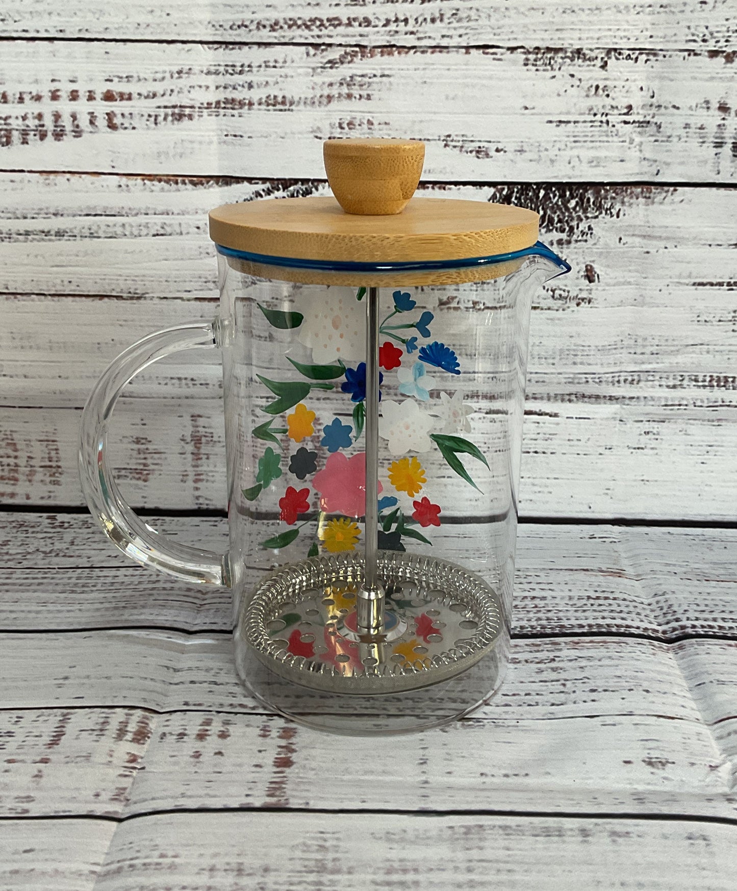 The Last Line Garden Teddy Floral Print Glass French Press