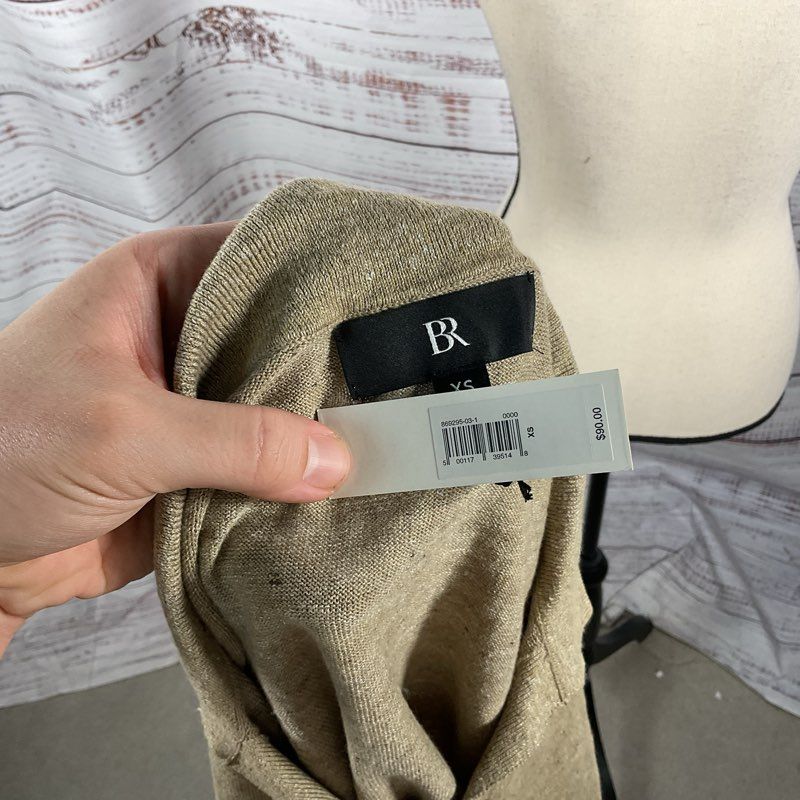 NWT Banana Republic Beige Open Wide Collar Polo Shirt - Size XS