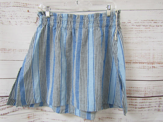 Free People Women's Blue Striped Cotton Linen Blend Skirt Size S