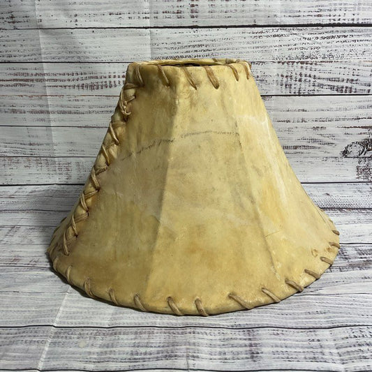 VTG. Handmade Cowhide Rawhide Rustic Lamp Shade 14" X 9"