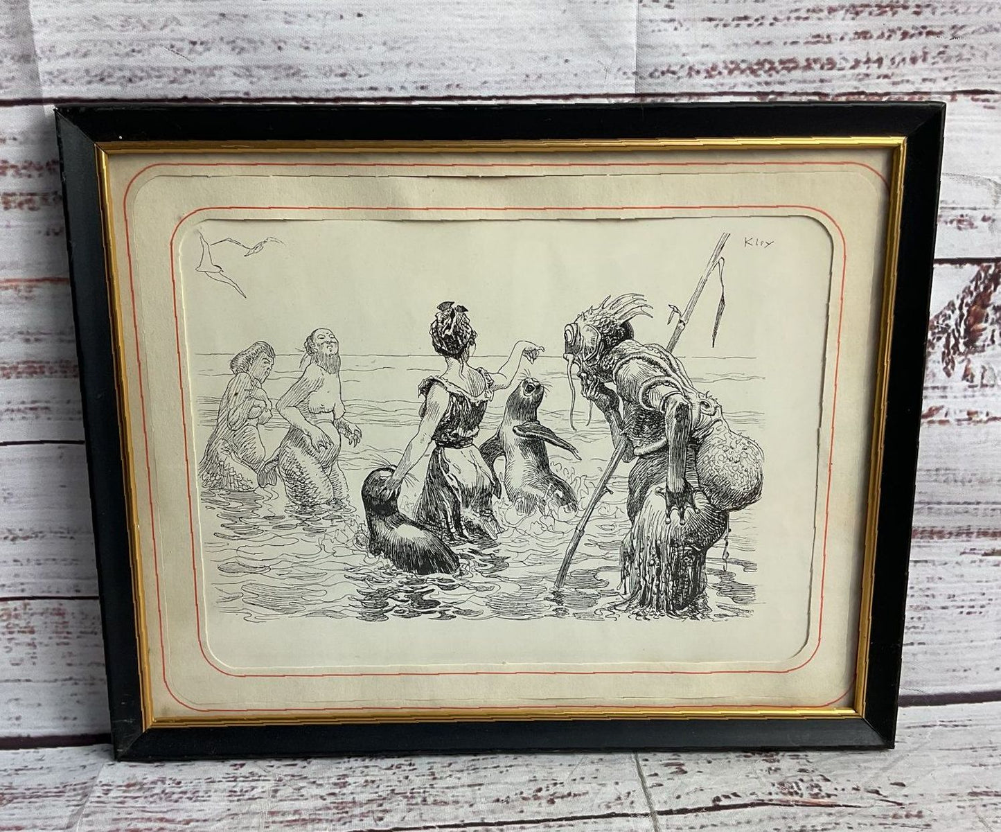 Bain de Mer by Heinrich Kley Signed Framed Print