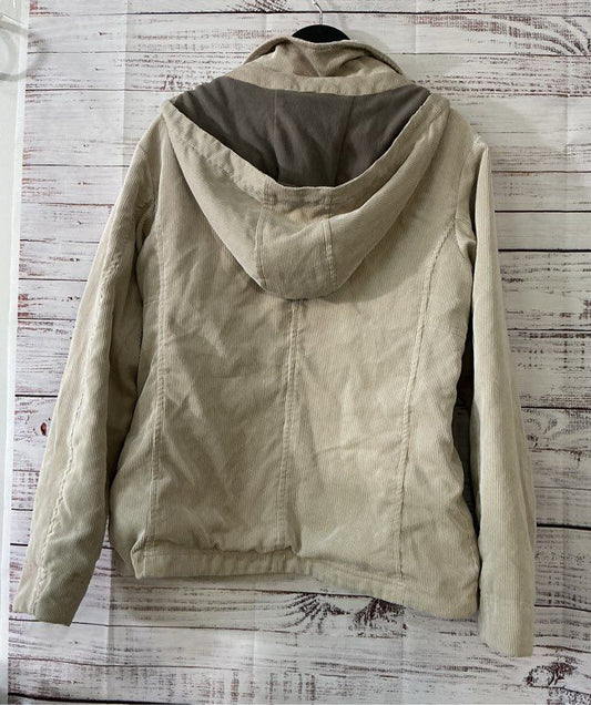 Women's Patagonia Beige Cordwarmer Corduroy Hooded Jacket snaps Size L