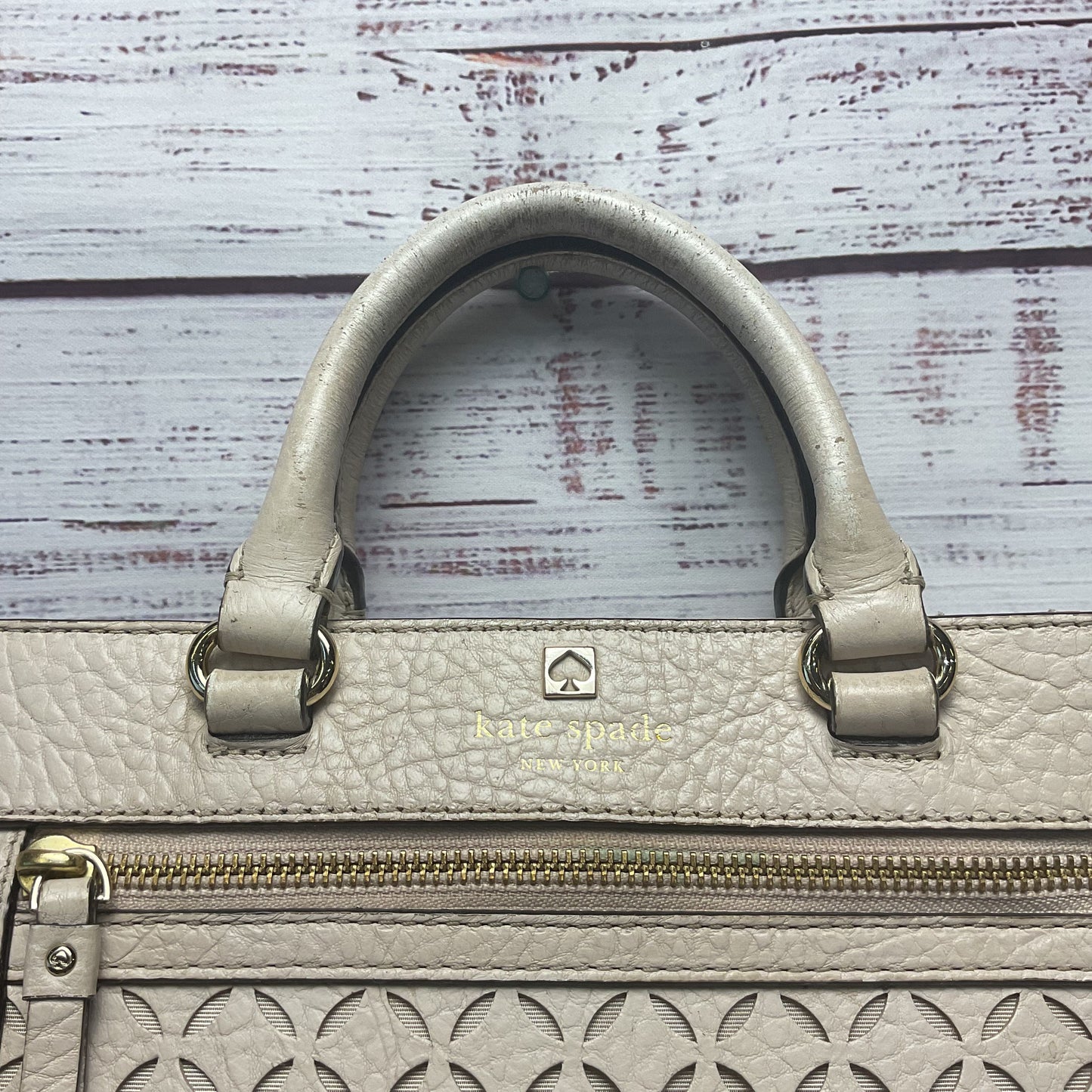 Kate Spade Warm Beige Leather Satchel/Top Handle Bag Purse