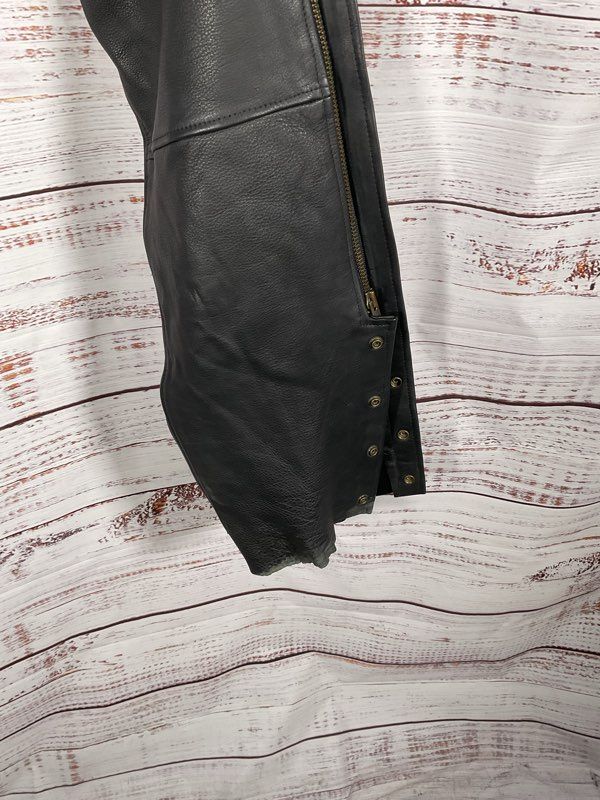 Black Leather Motorcycle Chaps Men’s Black Leather Biker's Club Size L