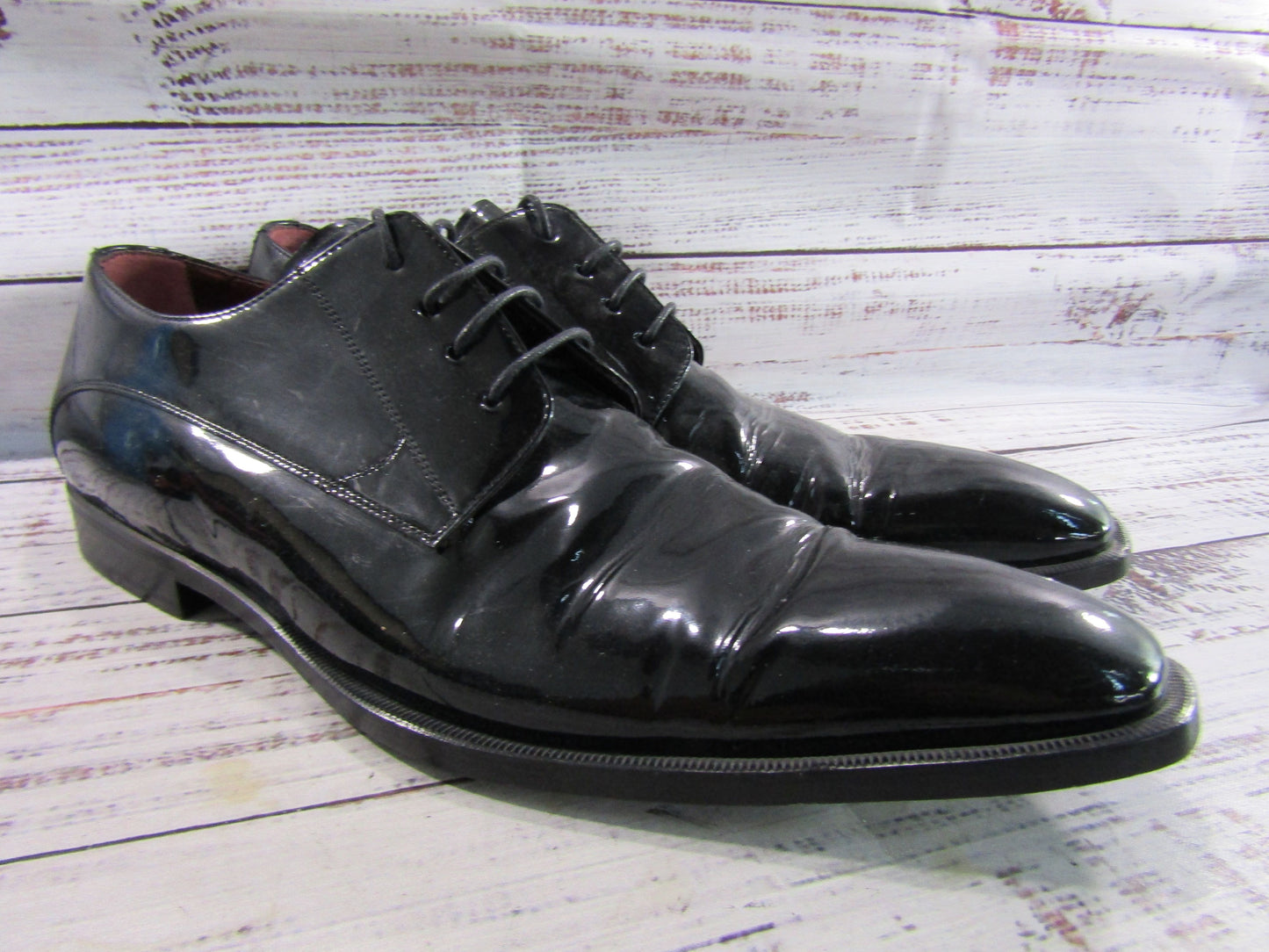 Vintage Dolce & Gabbana Men's Black Patent Leather Tuxedo Dress Shoes Size 7
