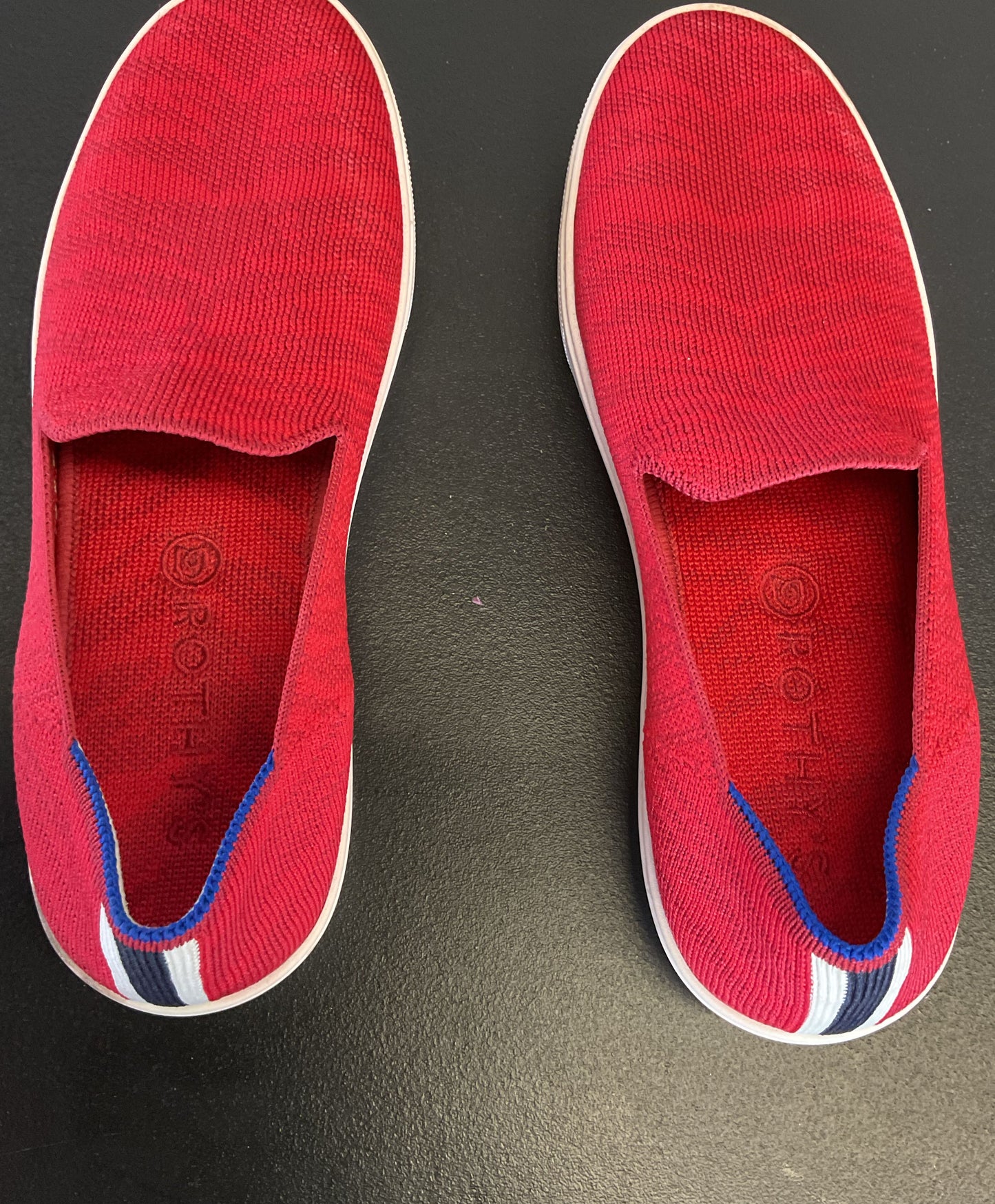 Rothys The Original Red Racing Stripe Back Slip On Size 8