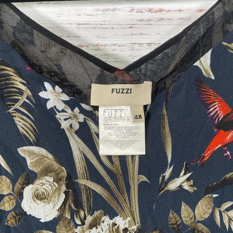 NWT Fuzzi Navy Floral Mesh Off Shoulder Blouse - Size 48