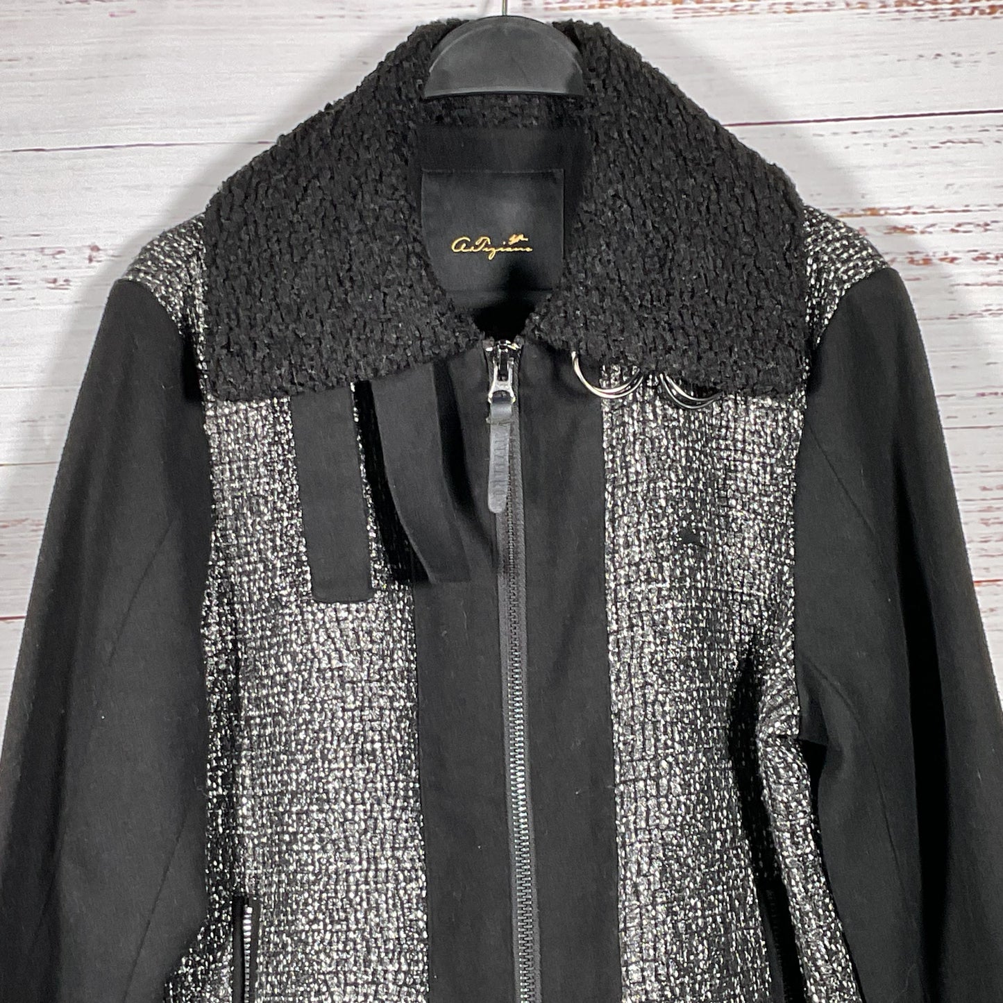A. TIZIANO Men's Black Gray Tweed Zip Up Jacket- SZ M
