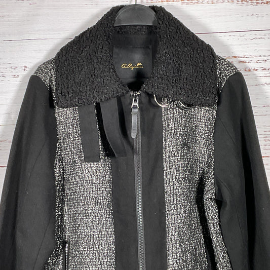 A. TIZIANO Men's Black Gray Tweed Zip Up Jacket- SZ M