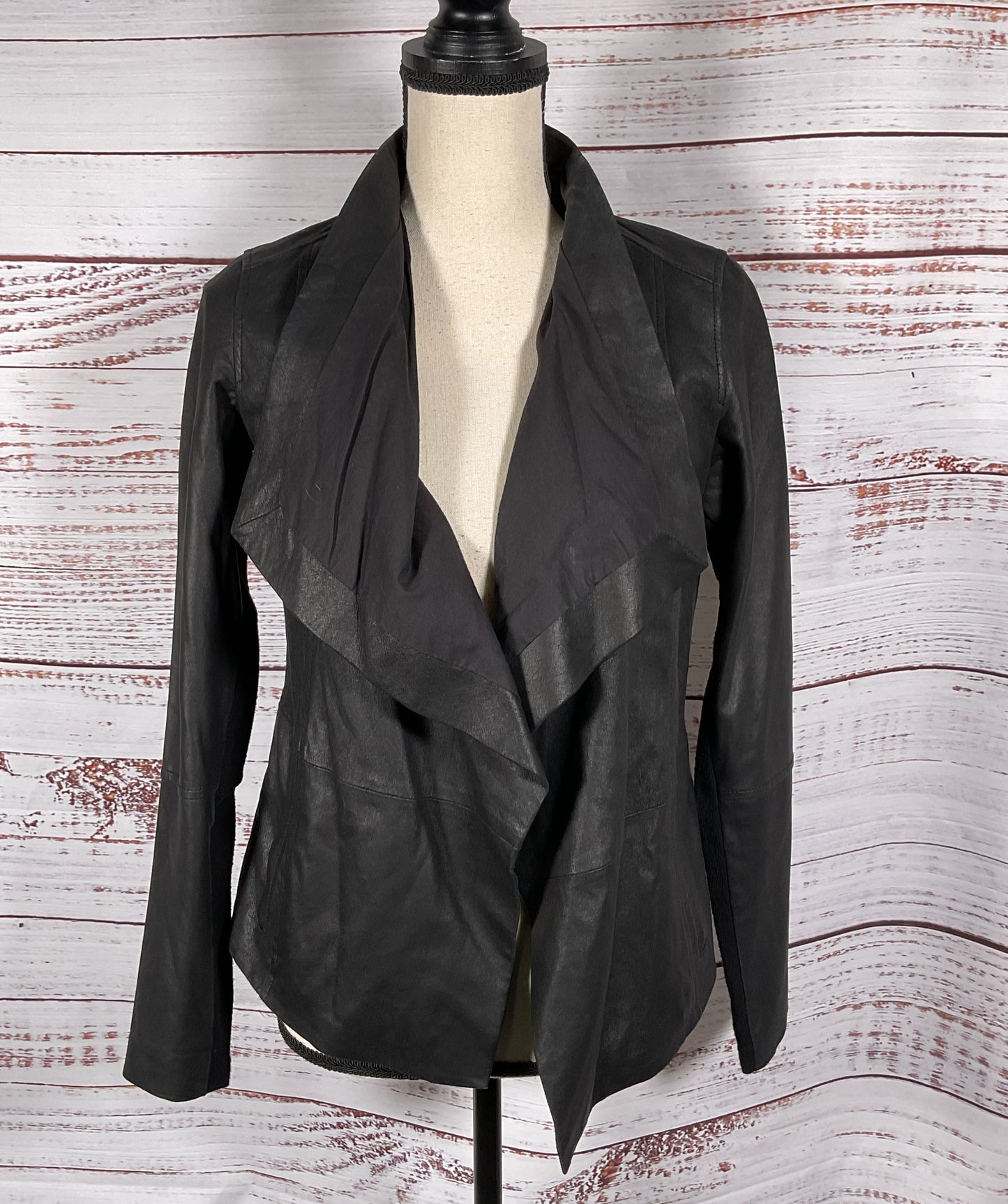 Vince Leather Open Front Cardigan Black XS