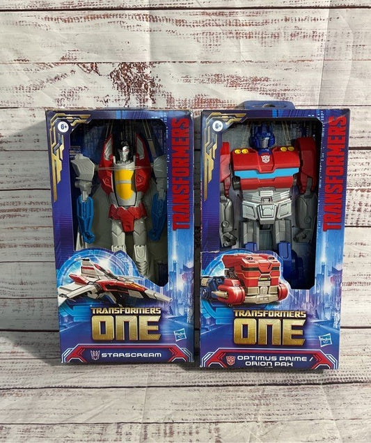 New Optimus Prime & Starscream Transformers One Action Figures Hasbro