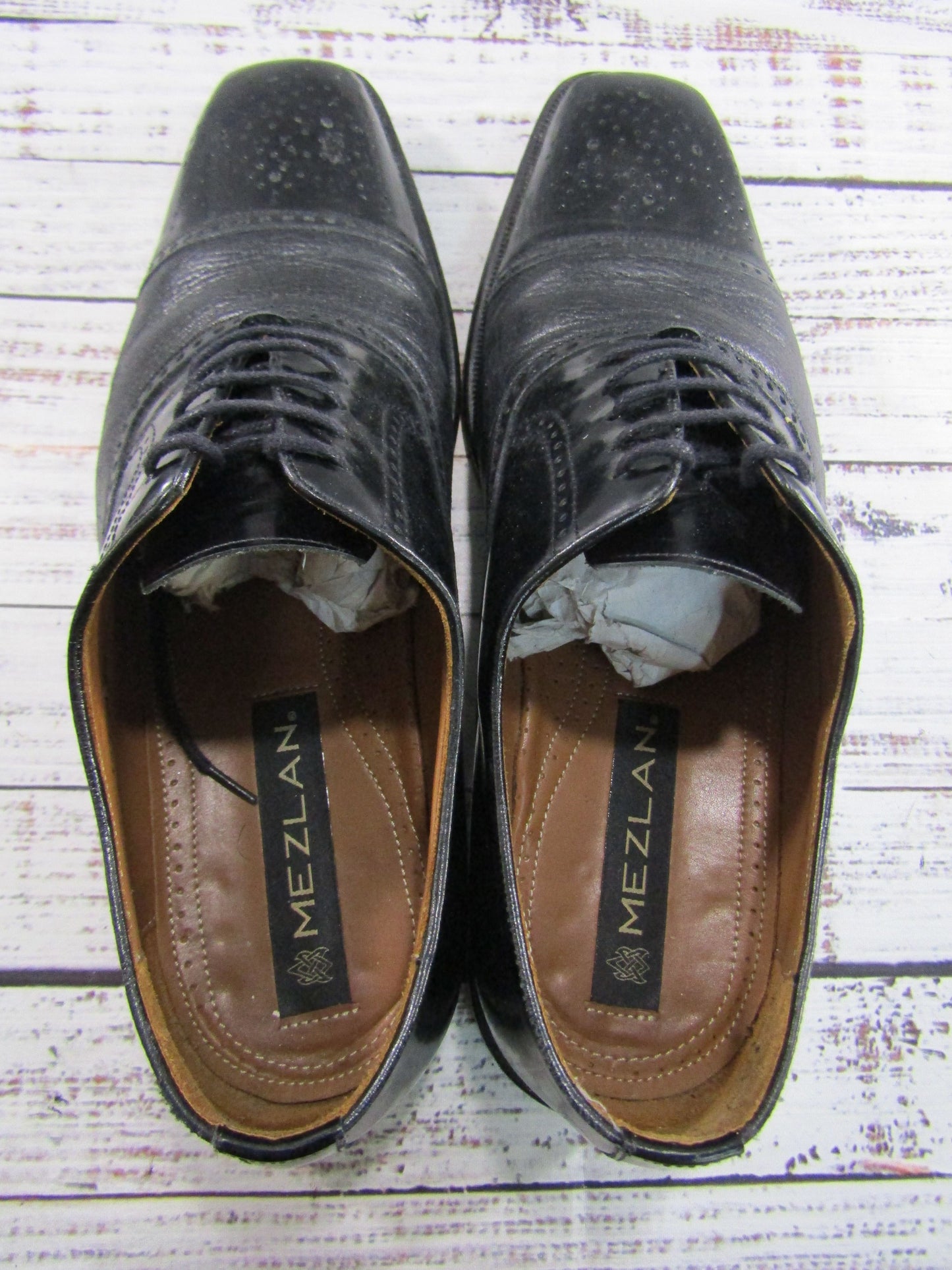 Mezlan Andrew Men's Black Leather Cap Toe Brogue Oxford Shoes Made in Spain