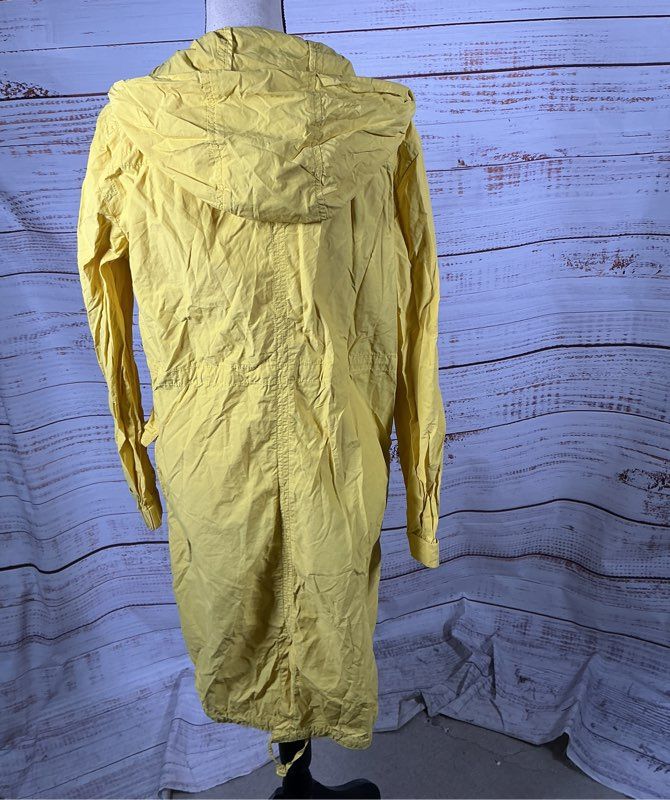 Women's Eileen Fisher Yellow Rain coat w/hood Jacket Size M