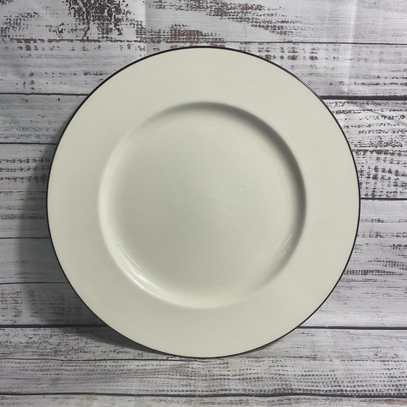 Crate & Barrel Classique Black Line 12" Ceramic Chop Plate