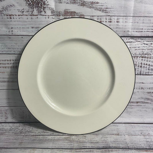 Crate & Barrel Classique Black Line 12" Ceramic Chop Plate
