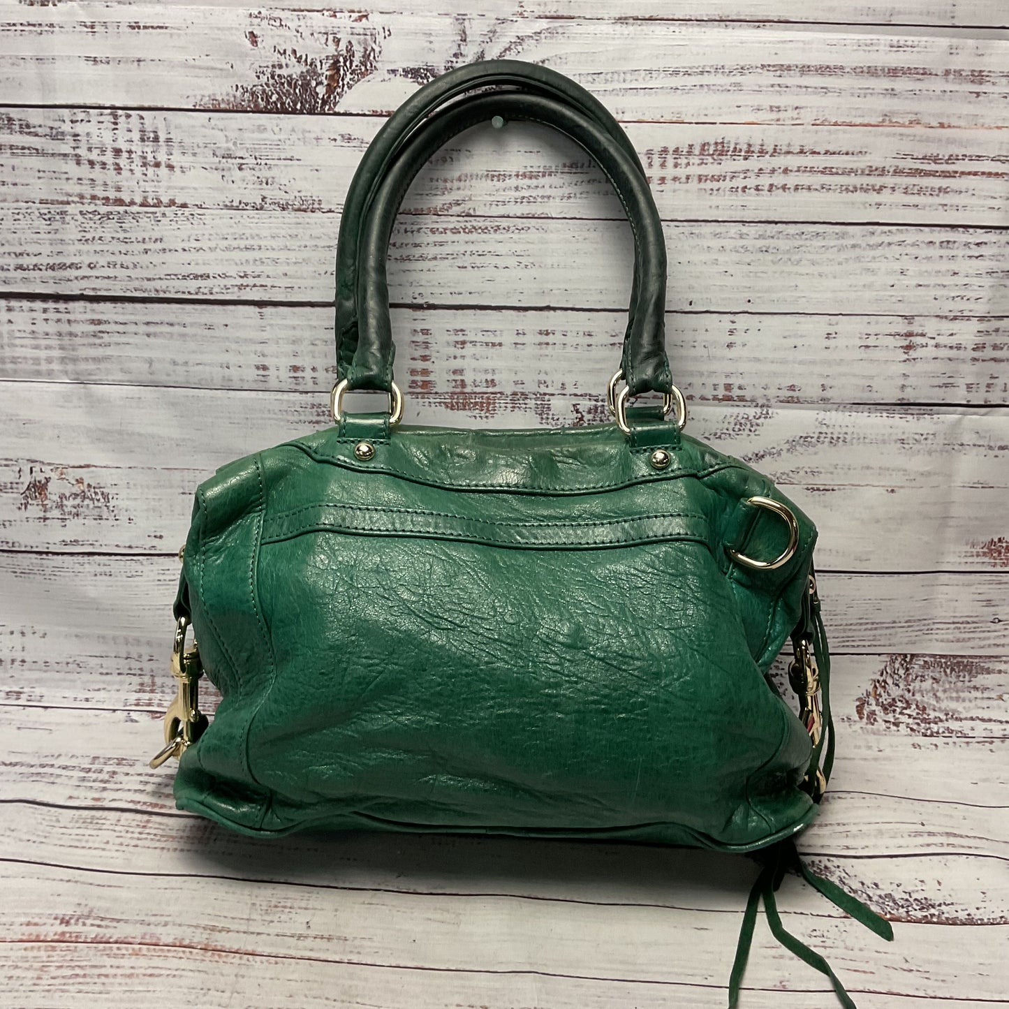 Rebecca Minkoff Green Leather Handbag Purse 13"x7"x8"
