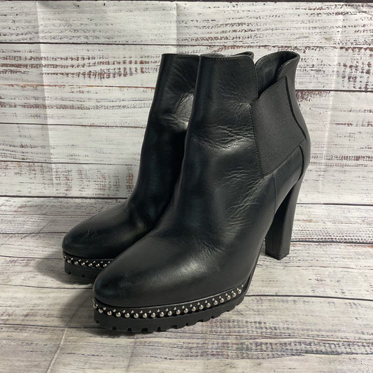 Allsaints Devora Black Leather Studded Pump Boot Women's Size 7.5 *DAMAGED*