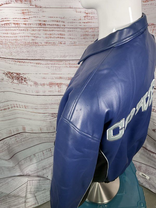 Vintage 90s NFL Dallas Cowboys Bomber Varsity Faux Leather Bomber Jacket Size L