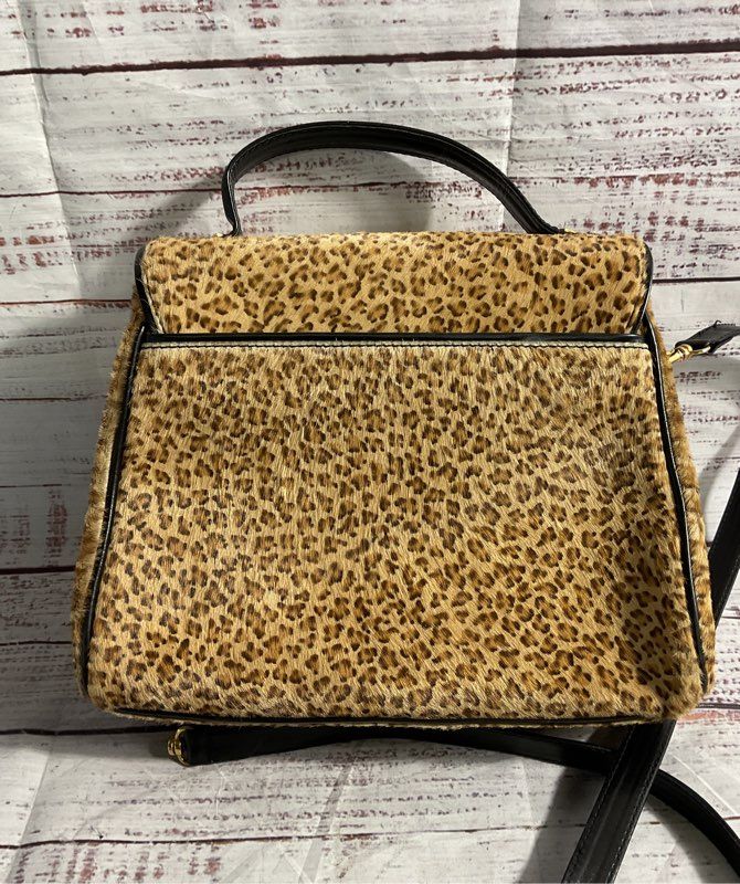 Vintage Mario Valentino Leopard Print Ponyhair Shoulder Bag