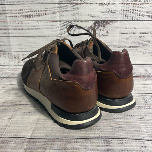 Bruno Magli Lugo Brown Embroidered Lion Leather/Mesh Sneaker Casual Shoe Men 13