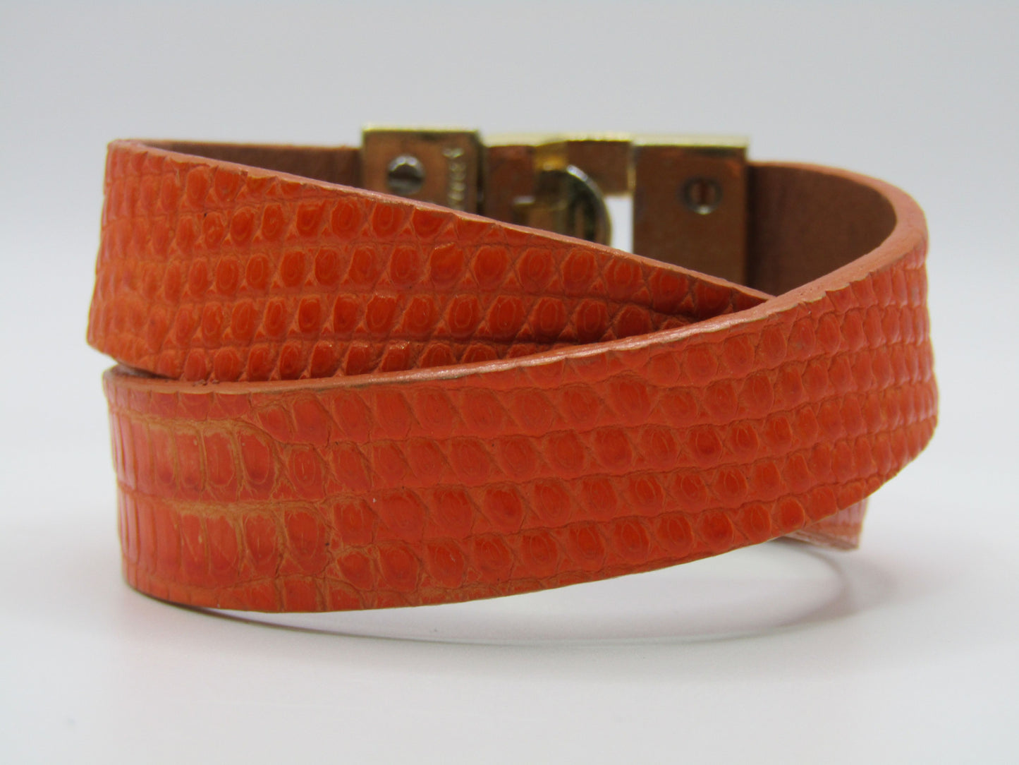 Leighelena Double Jigsaw Orange Lizard Bracelet Made in The U.S.A.