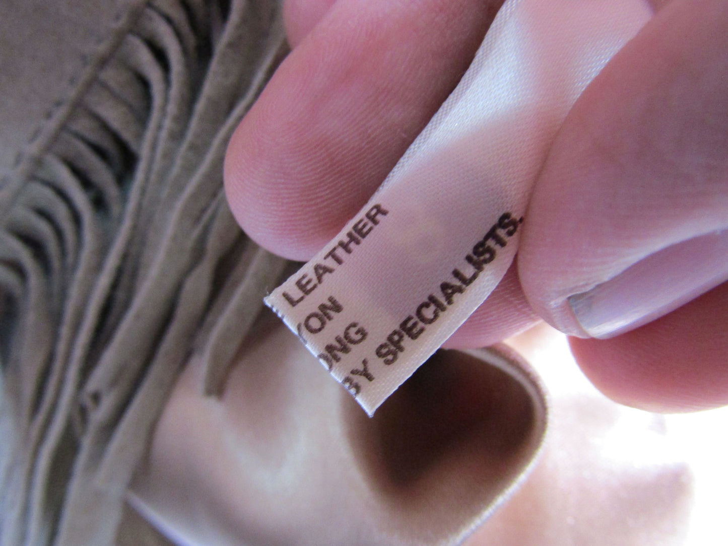 Vintage Scully Women's Beige Leather Fringe Top Size 14