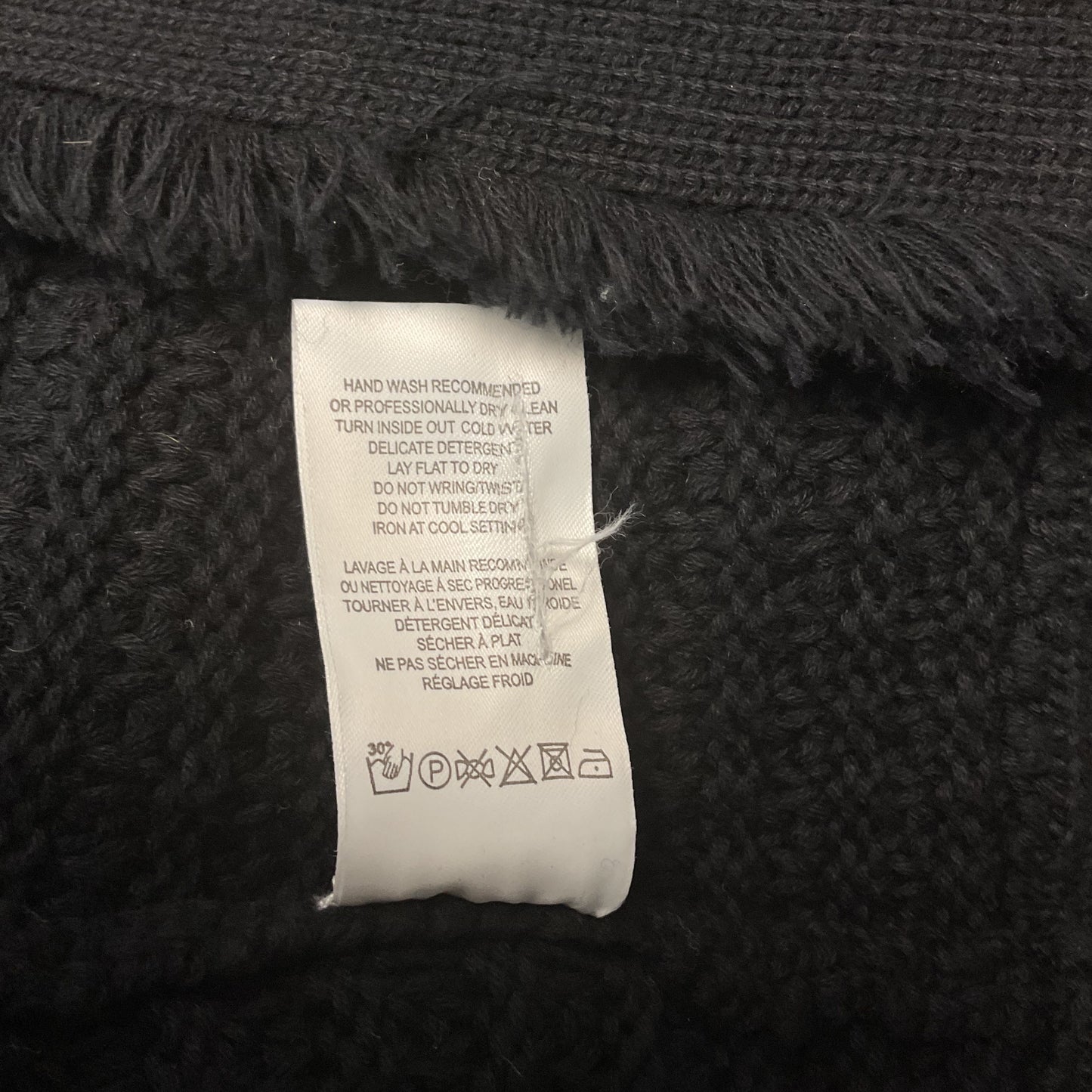 Kerri Rosenthal Black Beaulero Fringe Cotton Sweater Cardigan - Size M