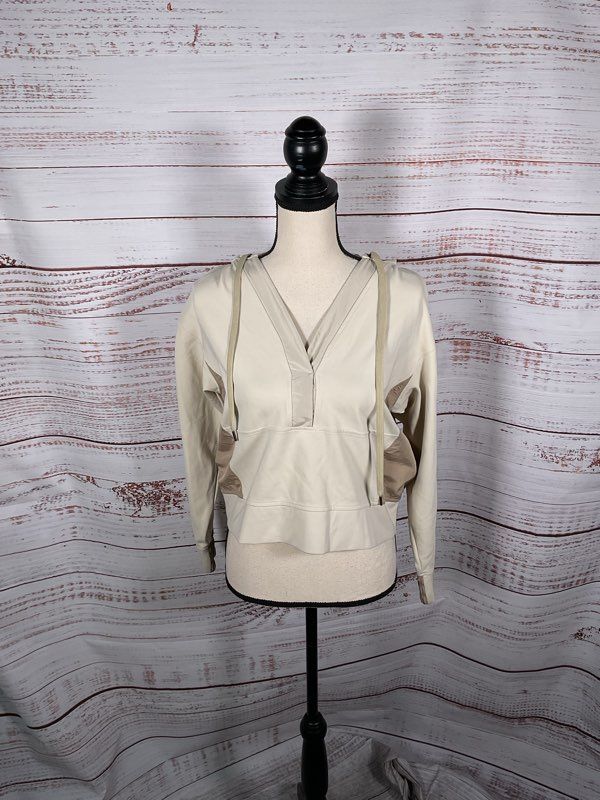 Eleventy Women's Cropped Jacket Hoodie Beige Size Small Made in Italy