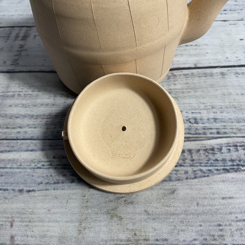 Chinese Yixing Zisha Tan Clay Mini 5" Barrel Tea Pot