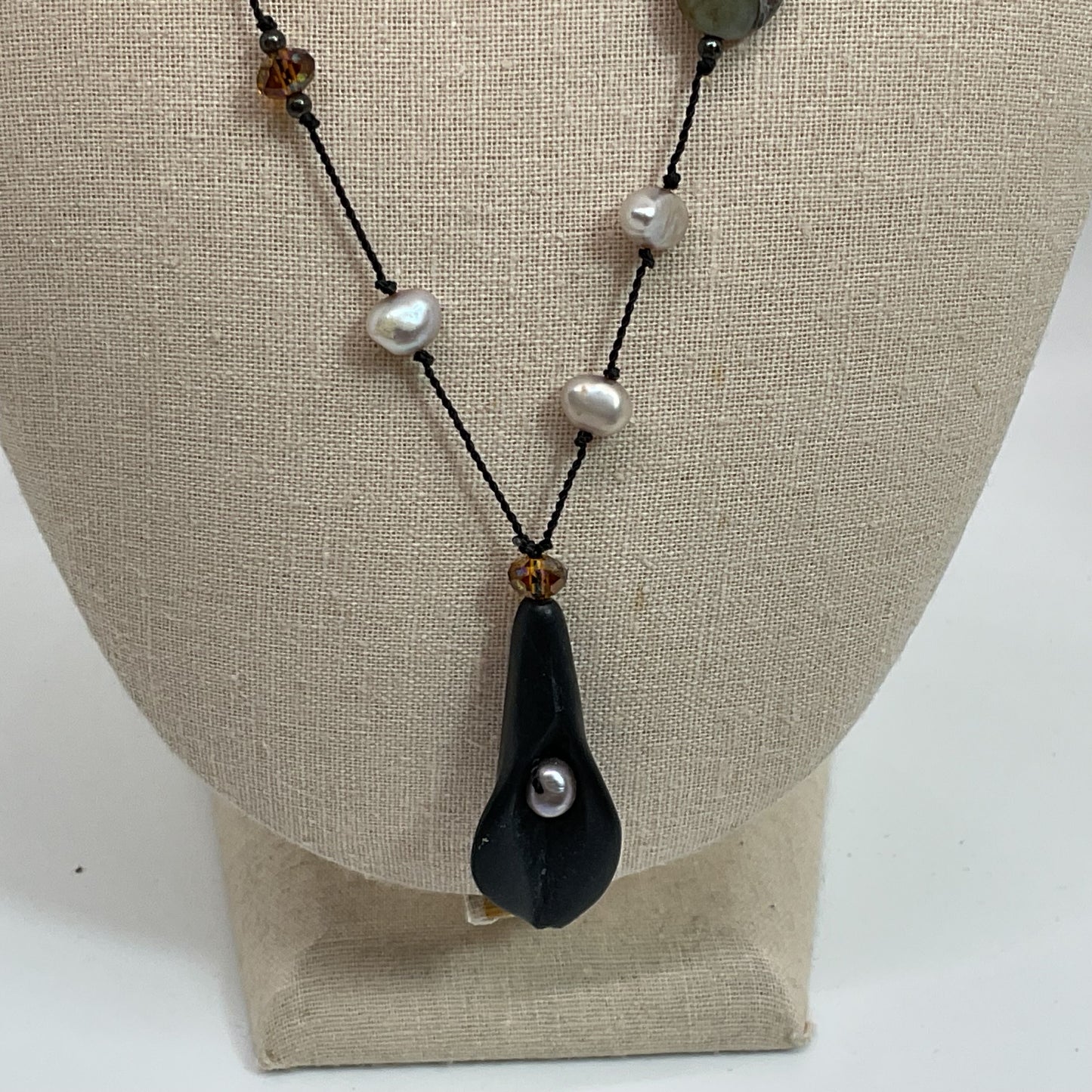 VTG. Sterling Silver Multi Gemstone & Pearl String Beaded Y-Necklace- 26"