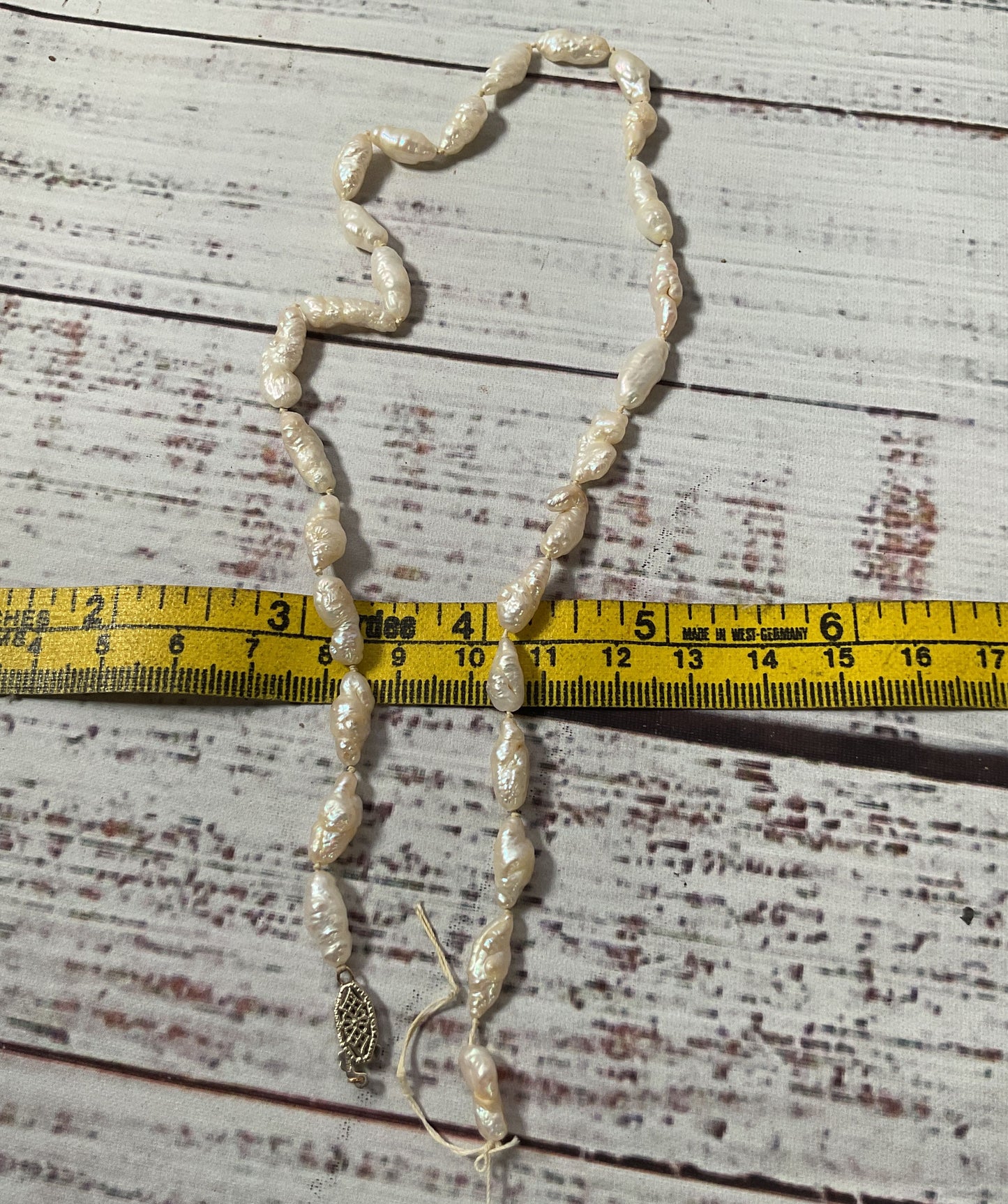 BROKEN Freshwater Pearl Vintage Necklace 14K White Gold Clasp
