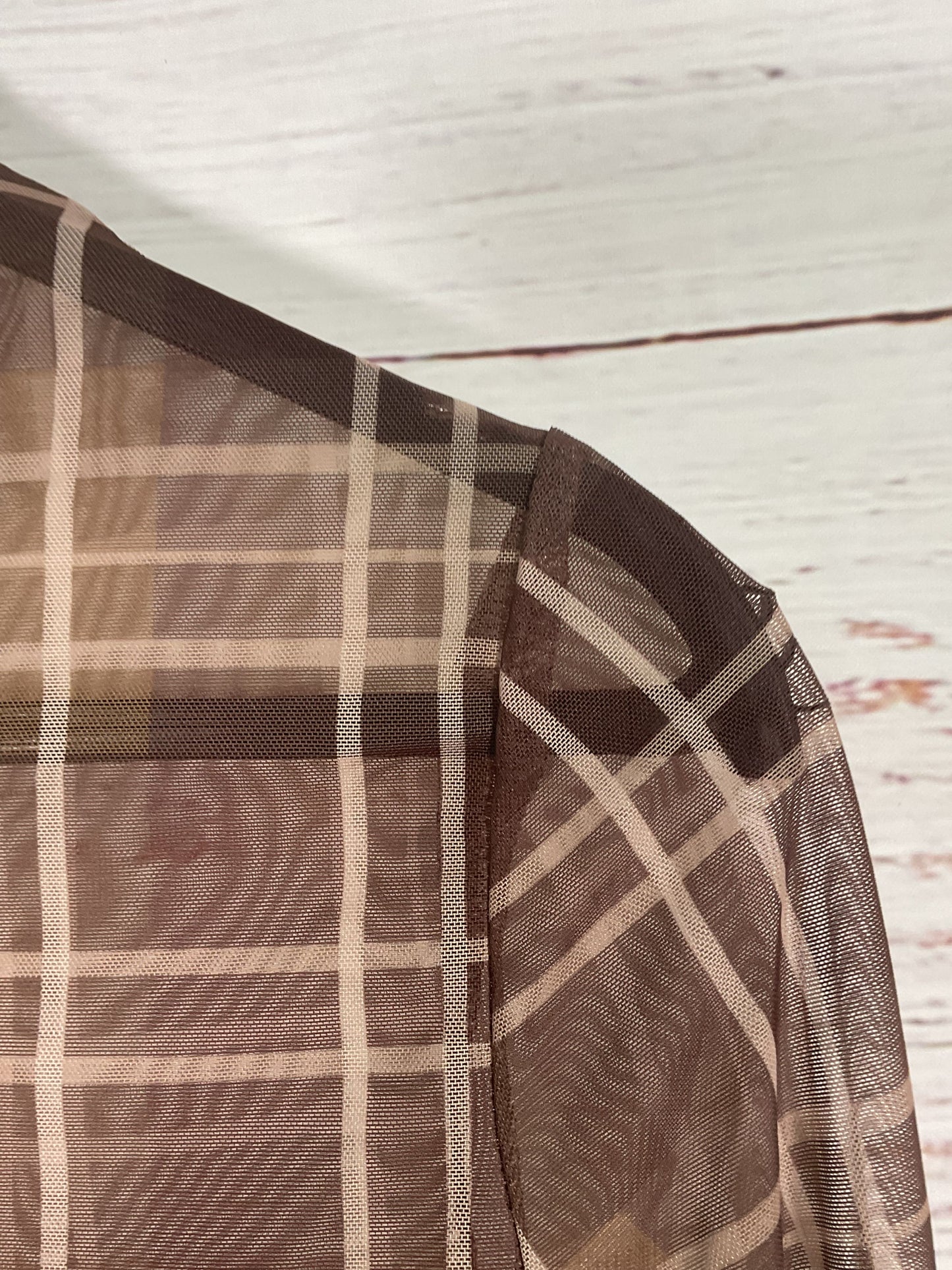 Commense Brown Plaid Sheer Long Sleeve - Size S