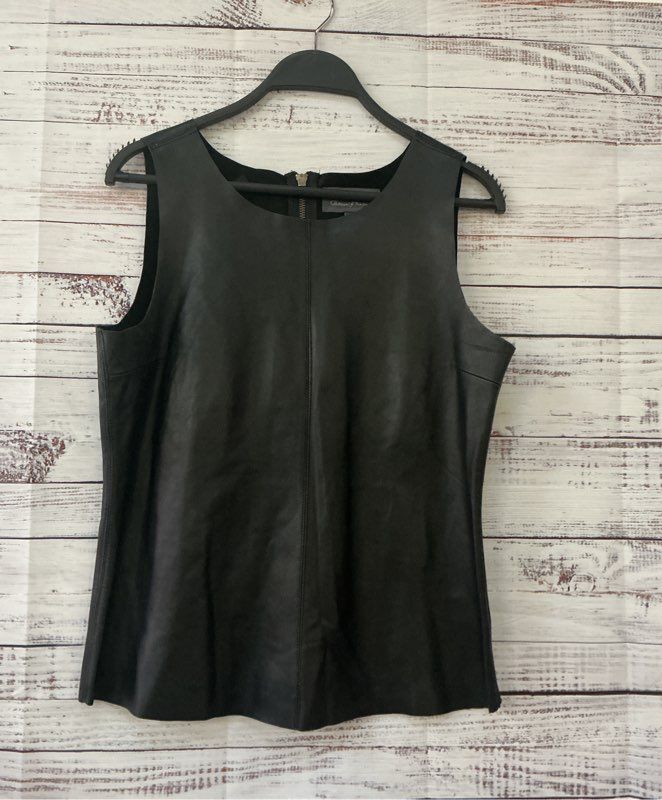Women's Patterson J. Kincaid Black Sleeveless Leather Top Size M