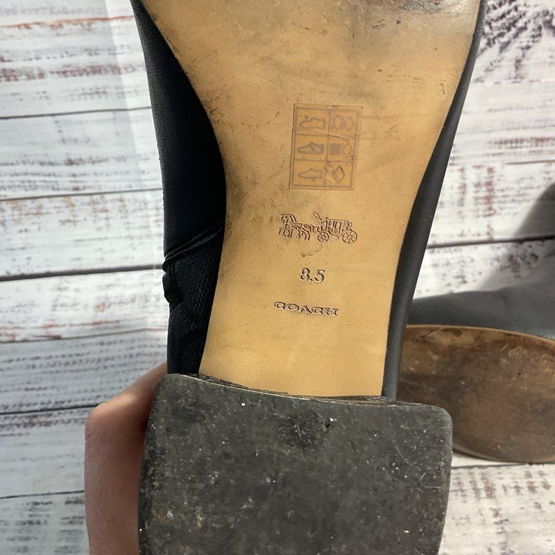 Coach Nala Black Leather Bootie Heeled Side Zip Women's Shoe 8.5