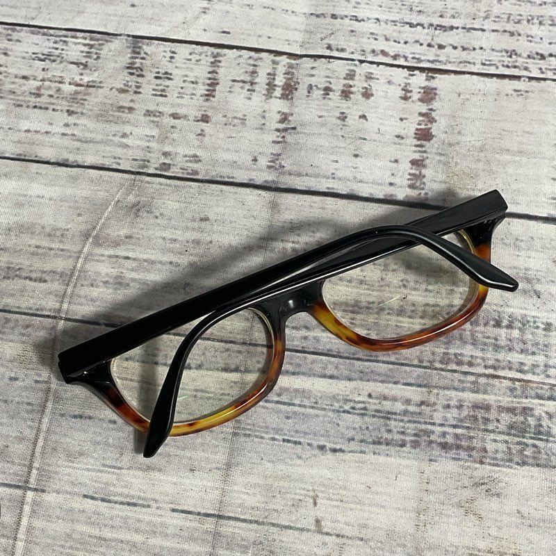 VTG. Binocle Black/Brown French Horn Rim Eyeglasses Size 40-50-130 *FRAME ONLY*