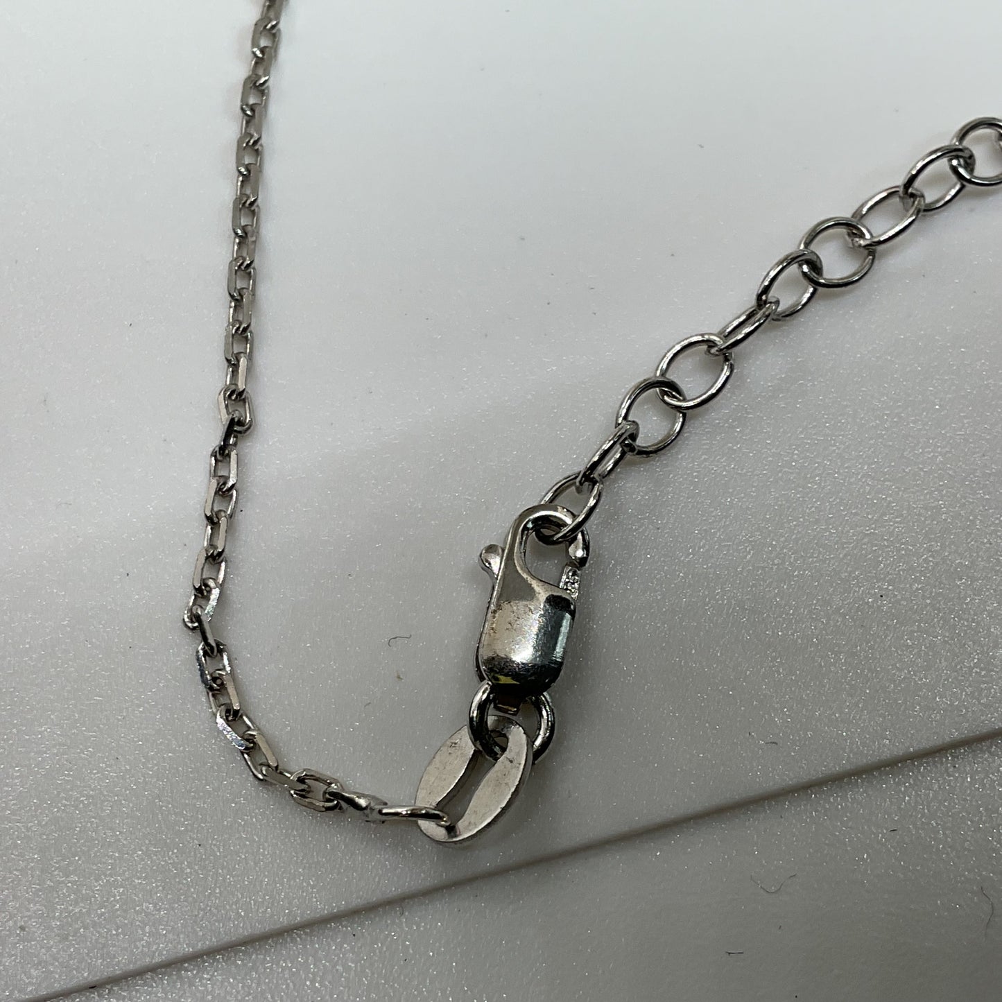 Sterling Silver Rhinestone Disc Pendant 18" Chain Necklace- 2.56g
