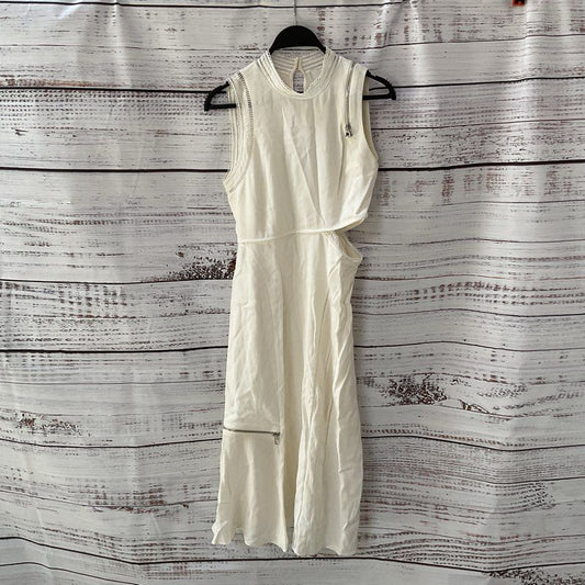 NWT Phillip Lim White Curved Seam Lace Trim Zipper Detail Midi Dress - Size 2