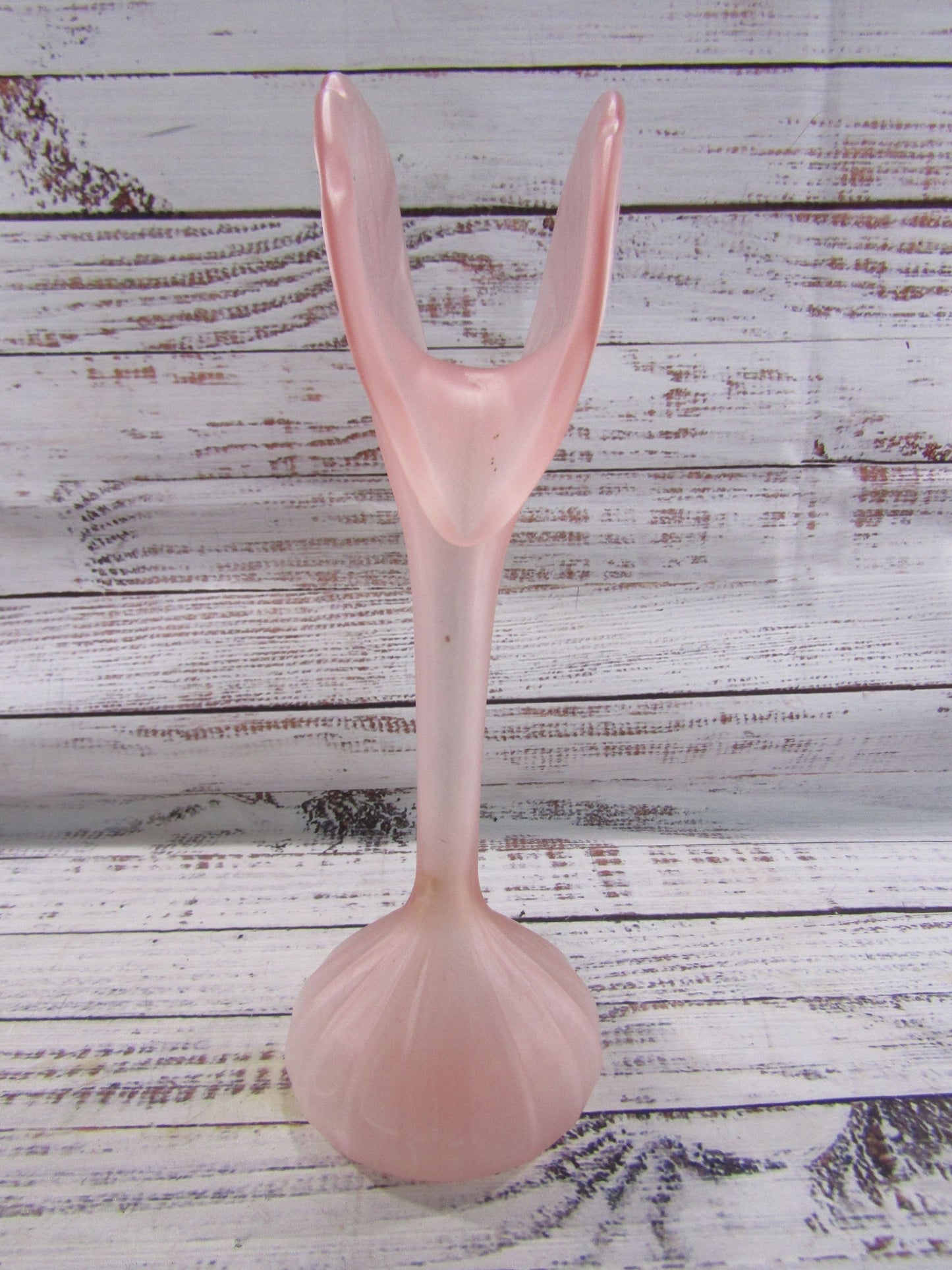 Vintage Centroverto Pink Frosted Glass Flared Vase Made in Italy