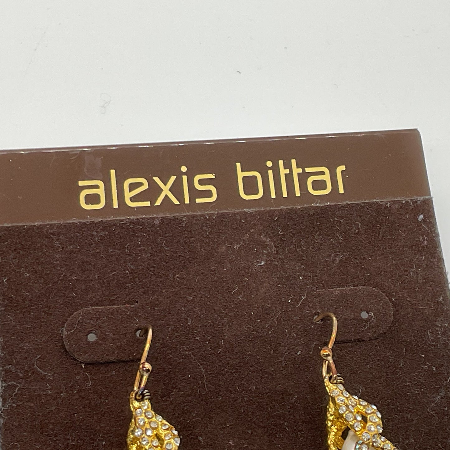 ALEXIS BITTAR Gold Tone Faux Pearl & Rhinestone 2" Dangle Earrings