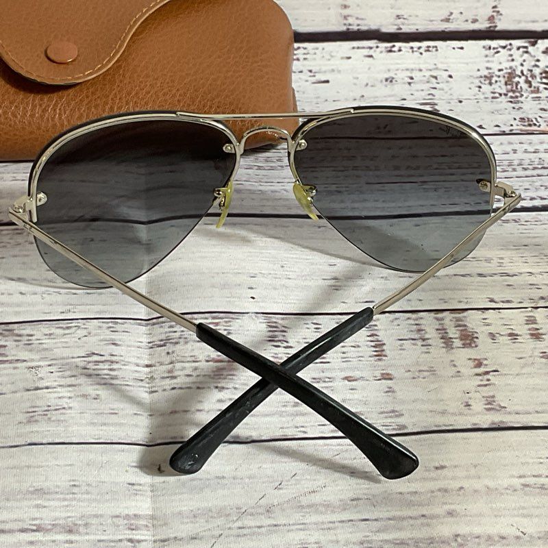 RAY-BAN RB3449 Men's Silver Tone Gray Gradient Lens Sunglasses w/ Case- 59[ ]14